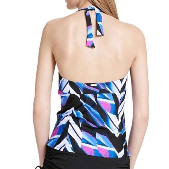 Calvin Klein Women's Ikat Printed Studded Halter Tankini Top Swimsuit XS - Picture 5 of 5